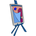 download Easel With Kids Painting clipart image with 180 hue color