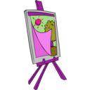 download Easel With Kids Painting clipart image with 270 hue color