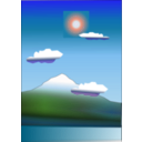 download Snow Capped Mountain And The Sun clipart image with 315 hue color