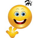 download Yellow Hi Happy Smiley Emoticon clipart image with 0 hue color