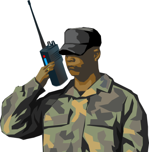 Soldier With Walkie Talkie Radio