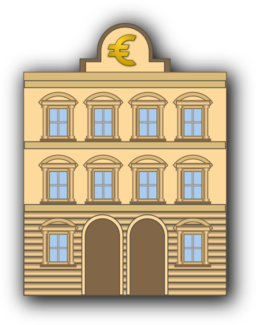 Bank Building With Euro Sign