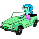download Girl Driving Car Cartoon clipart image with 135 hue color