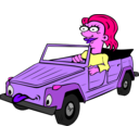 download Girl Driving Car Cartoon clipart image with 270 hue color