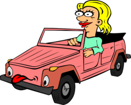 Girl Driving Car Cartoon