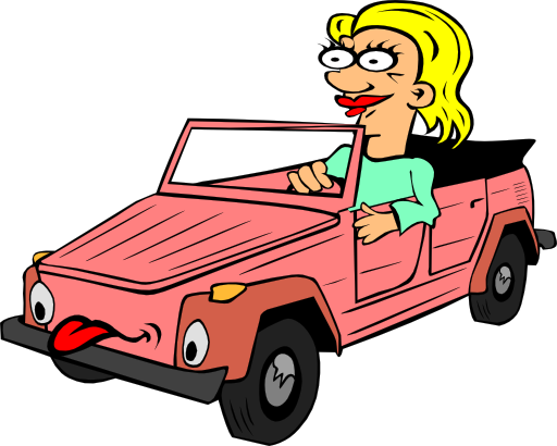 Girl Driving Car Cartoon