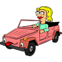 Girl Driving Car Cartoon