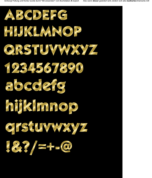 Effect Letters Alphabet Gold