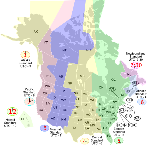 Usa Canada Time Zone Map