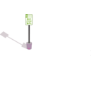 download Bus Stop Sign In Cement Pail With Shadow clipart image with 90 hue color