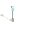 download Bus Stop Sign In Cement Pail With Shadow clipart image with 180 hue color