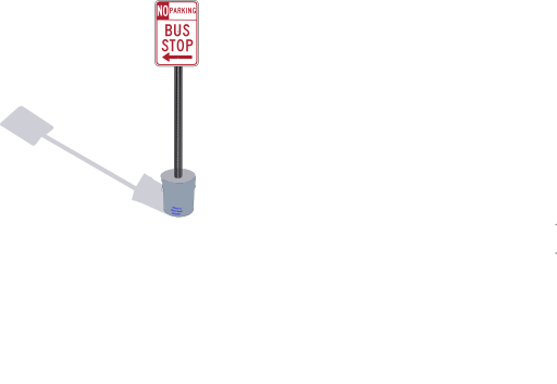 Bus Stop Sign In Cement Pail With Shadow