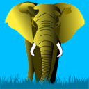 download Elephant Purple On Yellow clipart image with 135 hue color