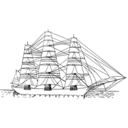 download Fully Rigged Ship clipart image with 225 hue color