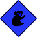 download Warning Koalas Ahead clipart image with 180 hue color