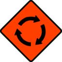 download Caution Roundabout clipart image with 315 hue color