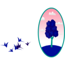 download Oval Tree Landscape 2 clipart image with 135 hue color