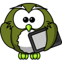 download Owl With Ebook Reader clipart image with 45 hue color