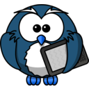 download Owl With Ebook Reader clipart image with 180 hue color
