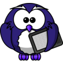 download Owl With Ebook Reader clipart image with 225 hue color
