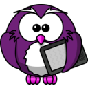 download Owl With Ebook Reader clipart image with 270 hue color