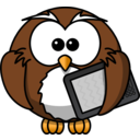 download Owl With Ebook Reader clipart image with 0 hue color