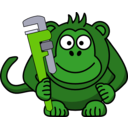 download Cartoon Monkey With Wrench clipart image with 90 hue color