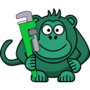 download Cartoon Monkey With Wrench clipart image with 135 hue color
