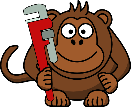 Cartoon Monkey With Wrench