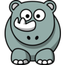 download Cartoon Rhino clipart image with 315 hue color