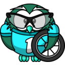 download Owl Cyclist clipart image with 135 hue color