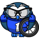 download Owl Cyclist clipart image with 180 hue color