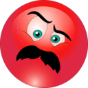 download Angry Man Mustache Smiley Emoticon clipart image with 315 hue color