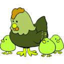 download Hen And Chicks Cartoon Style clipart image with 45 hue color