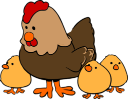 Hen And Chicks Cartoon Style