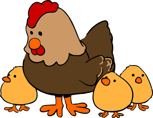Hen And Chicks Cartoon Style