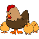 Hen And Chicks Cartoon Style