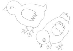 Chickens 002 Vector Coloring
