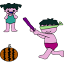 download Summer Suikawari clipart image with 270 hue color