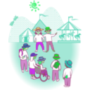 download Kids At Theme Park clipart image with 90 hue color