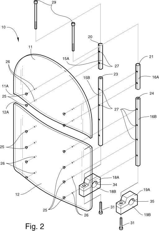 Motorcycle Windshield Exploded View