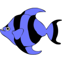 download Striped Tropical Fish clipart image with 180 hue color