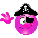 download Pirate Smiley Emoticon clipart image with 270 hue color
