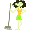 download Young Housekeeper Girl With Broomstick clipart image with 45 hue color