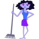 download Young Housekeeper Girl With Broomstick clipart image with 225 hue color
