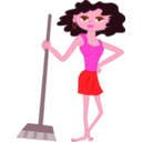 download Young Housekeeper Girl With Broomstick clipart image with 315 hue color