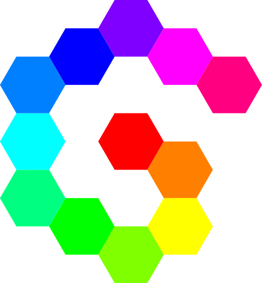 12 Hexagon Spiral Rainbow