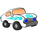 download White Fun Car clipart image with 180 hue color