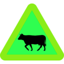 download Warning Cows Roadsign clipart image with 90 hue color