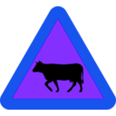 download Warning Cows Roadsign clipart image with 225 hue color